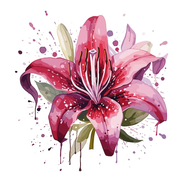 Lily floral watercolor vector