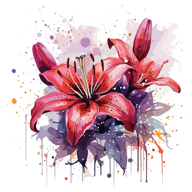 Lily floral watercolor vector