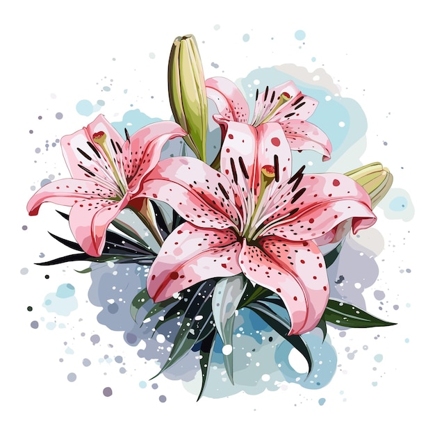 Lily floral watercolor vector