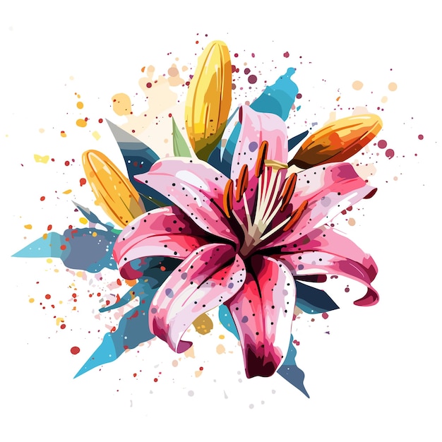 Lily floral watercolor vector