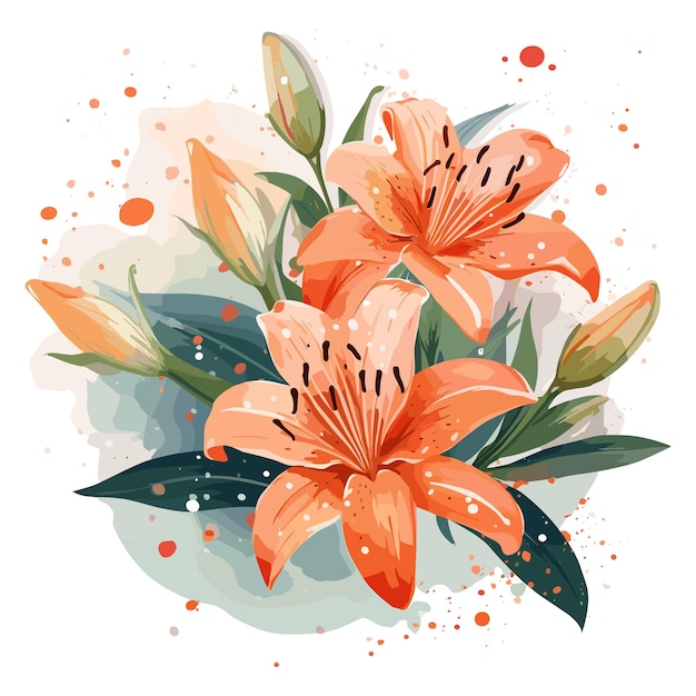 Lily floral watercolor vector