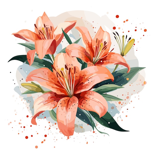 Lily floral watercolor vector