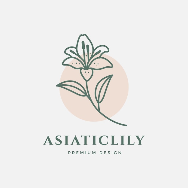 Vector lily flower beautiful botanical organic line abstract logo design vector illustration