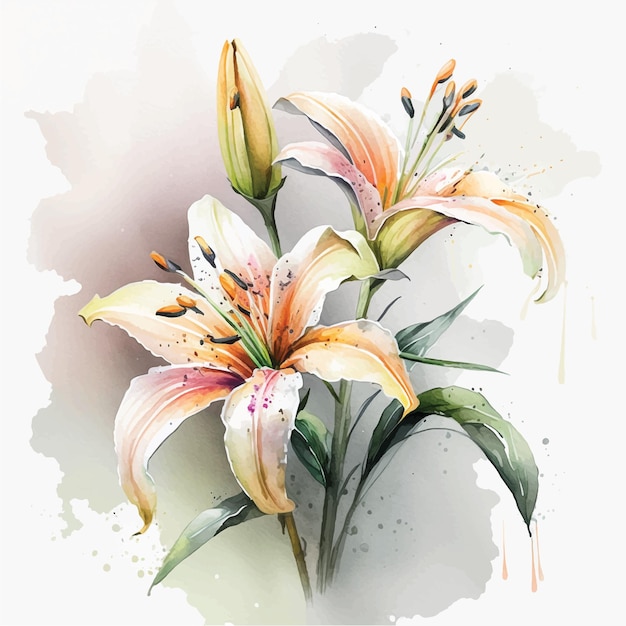 Lily flower watercolor paint