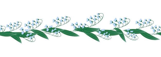 Lily of the valley blue seamless horizontal border