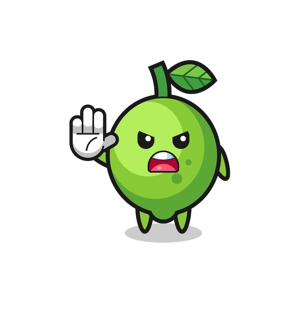 Lime character doing stop gesture cute design