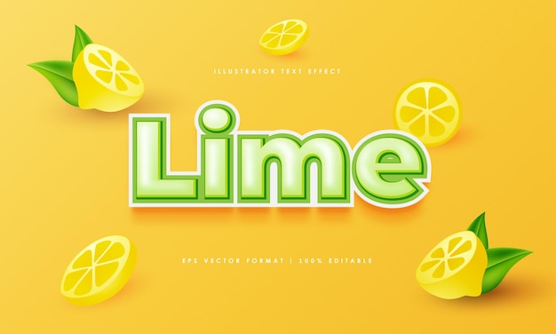 Vector lime editable text effect with lemon