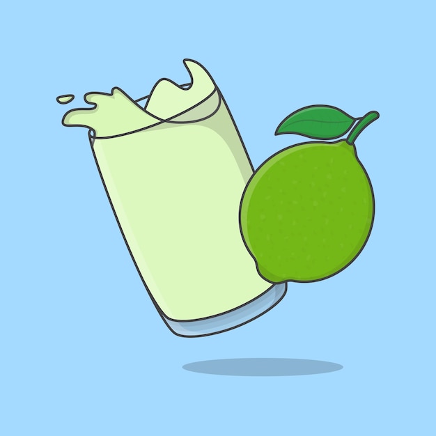 Lime Juice Cartoon Vector Illustration Lime Juice Flat Icon Outline