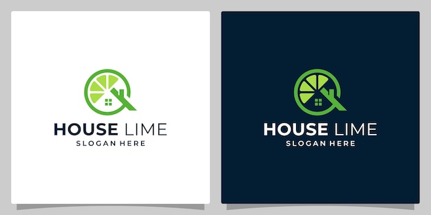 Lime Logo Design Template with house building logo vector design template