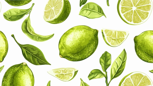 Vector lime seamless vector pattern citrus fruit design