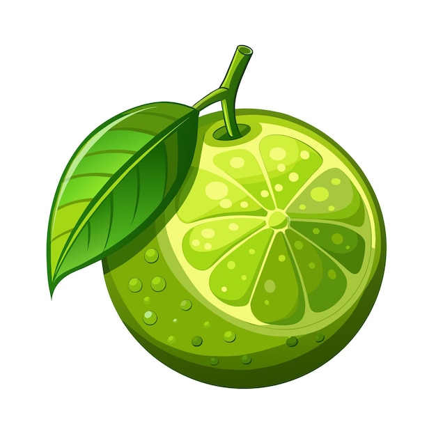 lime slice green illustration lemon isolated half fruit lime