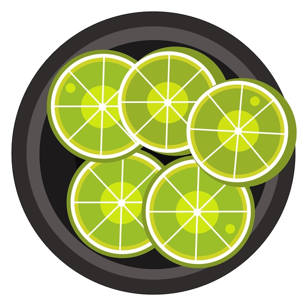 Lime slices in bowl Asian cuisine top view