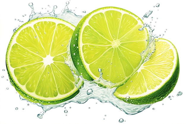 Lime Slices Water Background