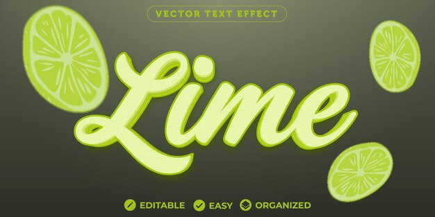 Vector lime text effectfully editable font text effect