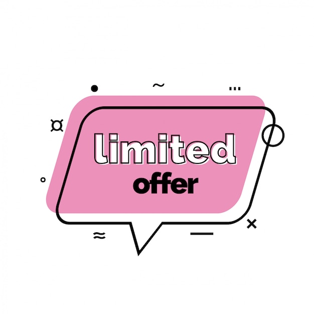 Limited Offer lettering on speech bubble. Sale design element.