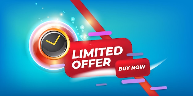 Limited offer with alarm clock banner design template