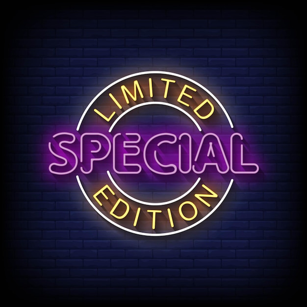 Limited Special Edition Neon Signs Style Text Vector