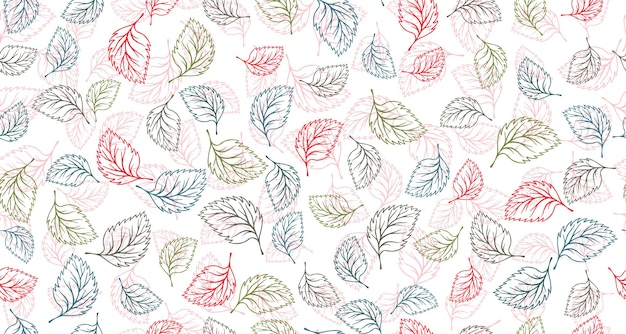 Linden birch or basil leaves outline vector seamless pattern gr