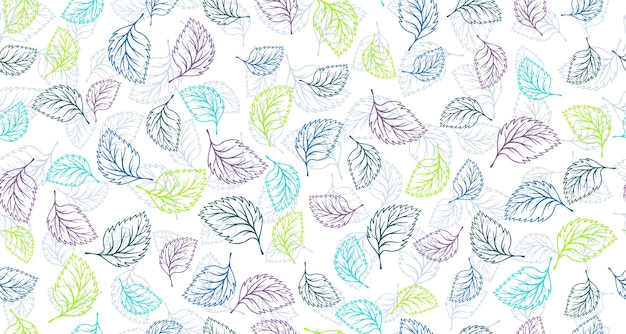 Linden birch or basil leaves outline vector seamless pattern gr