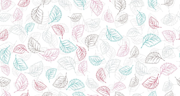 Linden leaves outline vector seamless pattern graphic design Floral hand drawn background Birch