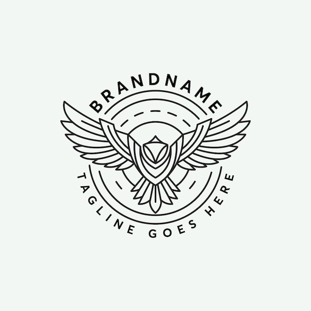 Line Art Abstrack Phoenix Logo Design Template