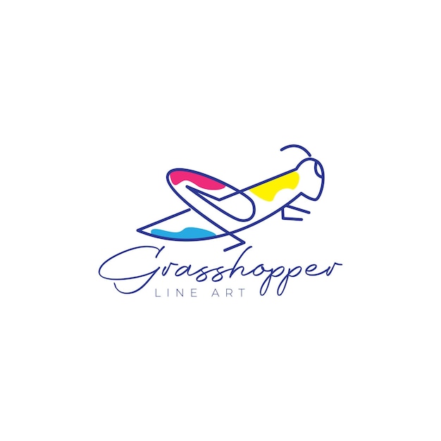 Line art abstract grasshopper logo design vector graphic symbol icon illustration creative idea