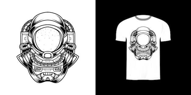 line art astronaut for tshirt design