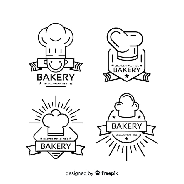 Line art bakery logo template