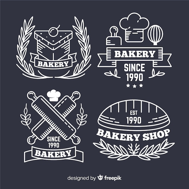 Line art bakery logos template