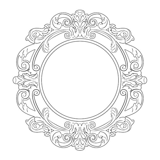 line art baroque style old frame 3 logo handmade silhouette