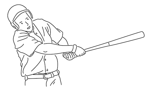 line art of baseball player vector illustration