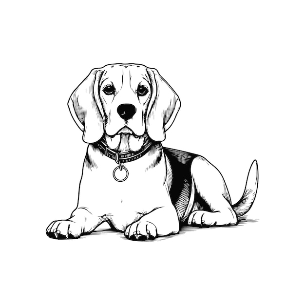 Vector line art beagle dog beagle line drawing vector art illustrations