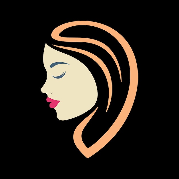 Line art beauty woman face logo design