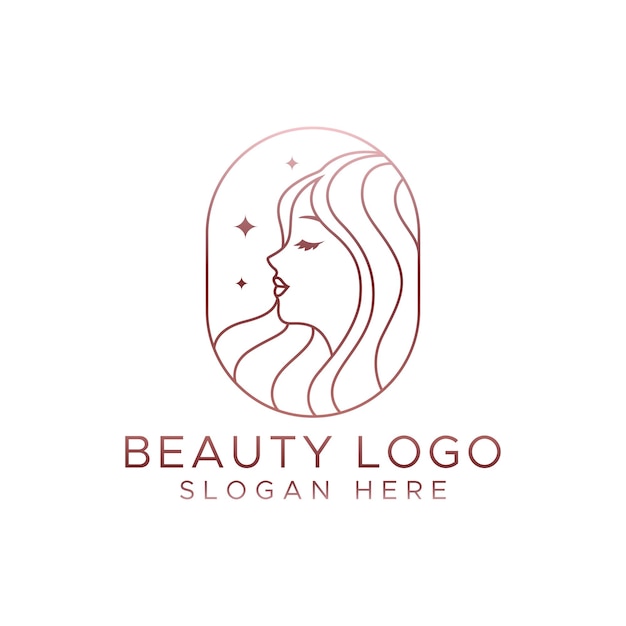 Line art Beauty Woman face logo design