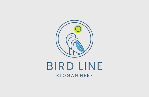 line art bird circle logo vector illustration design minimalist bird icon symbol