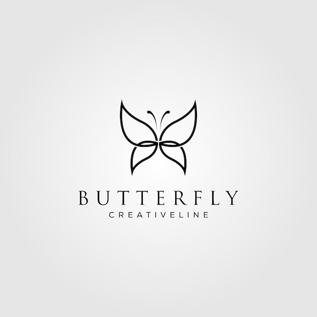 Line art butterfly logo vector illustration design