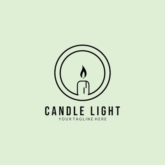 Line Art Candle Light vintage Flame Logo Design Illustration