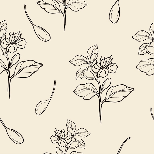 Line art capers seamless pattern