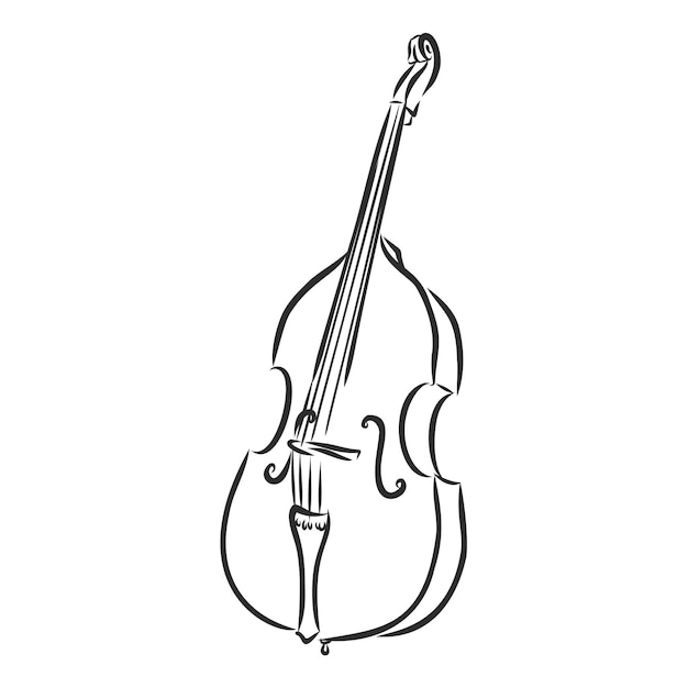 Line art cello musical instrument vector sketch