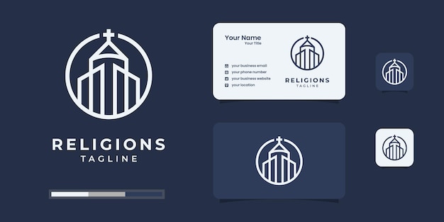 Line art church or christian logo design template.