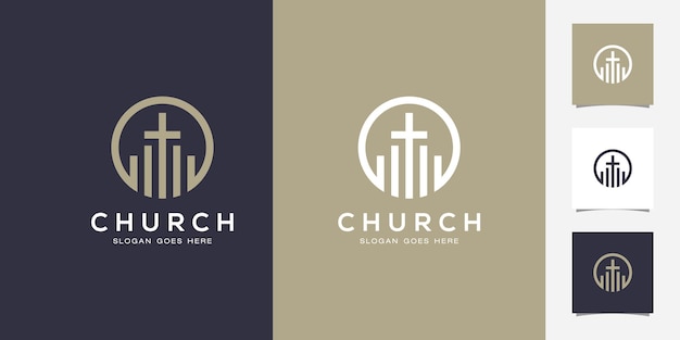 Line art church / christian logo design