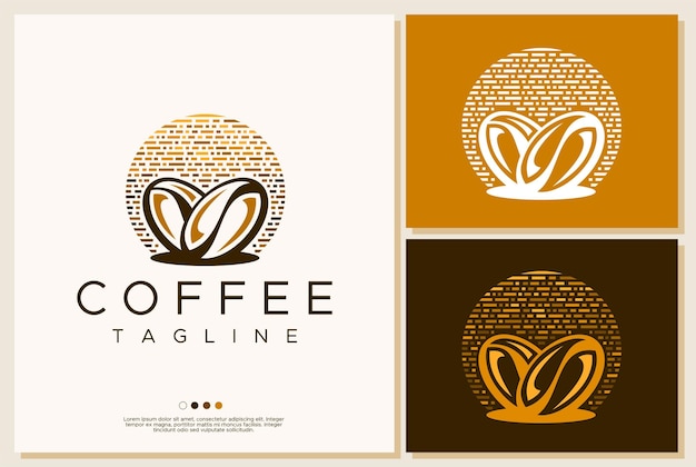 Line art coffee bean logo branding template.