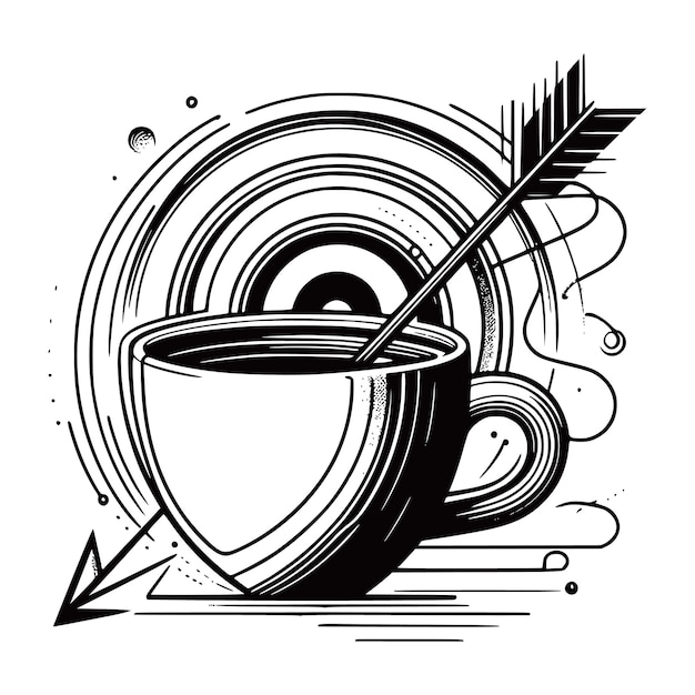 Vector line art coffee cup icon vector illustration