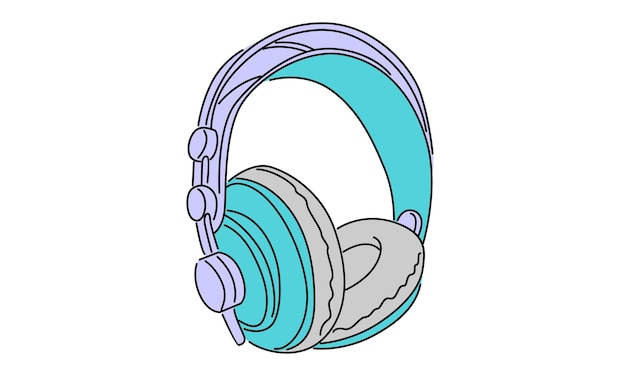 line art color of headphone speaker device gadget vector illustration