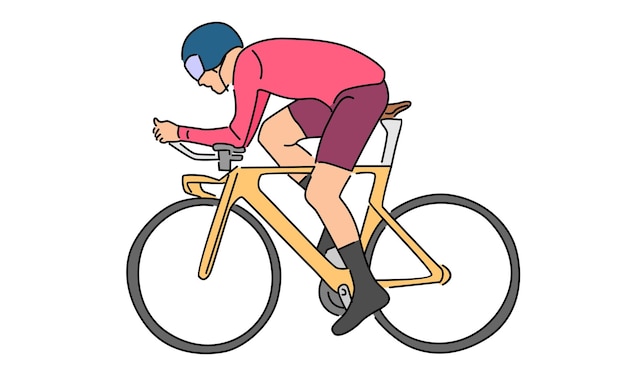 line art color illustration of man riding a bicycle