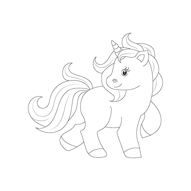 Line art color unicorns vector illustration for coloring book