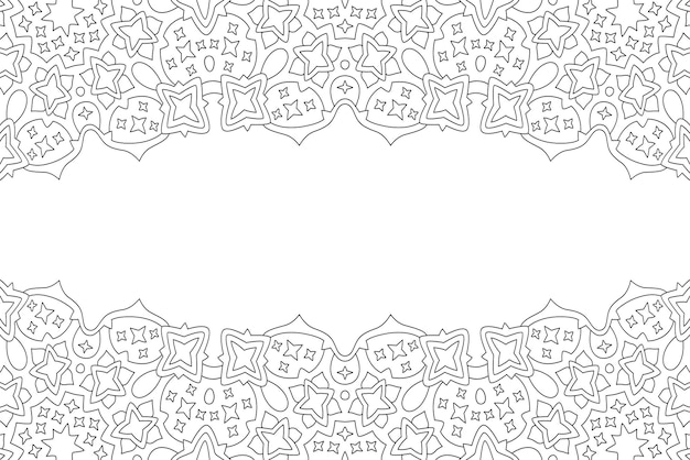 Line art for coloring book with cosmic border