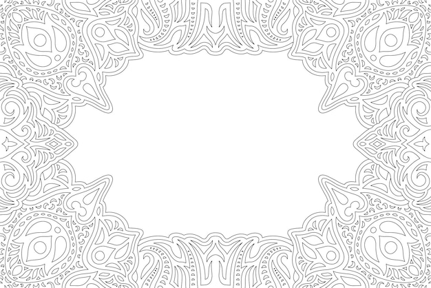 Line art for coloring book with ornate border