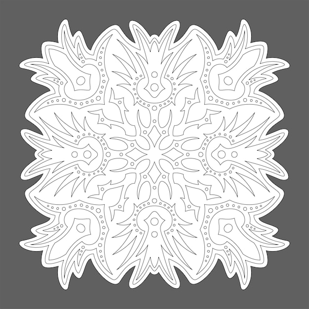 Line art for coloring book with tribal pattern