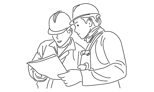 line art of construction manager brief to builder coordinator